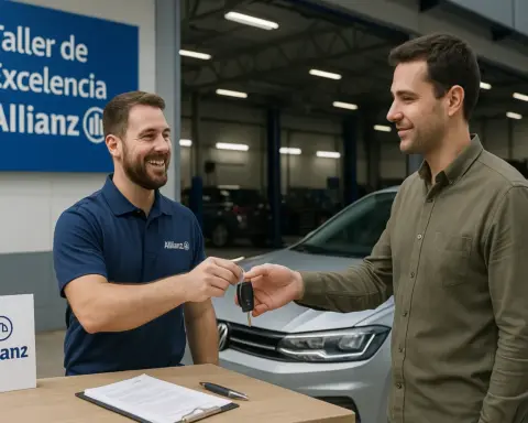 Cliente recibe coche de sustitución en Taller Excelente Allianz.