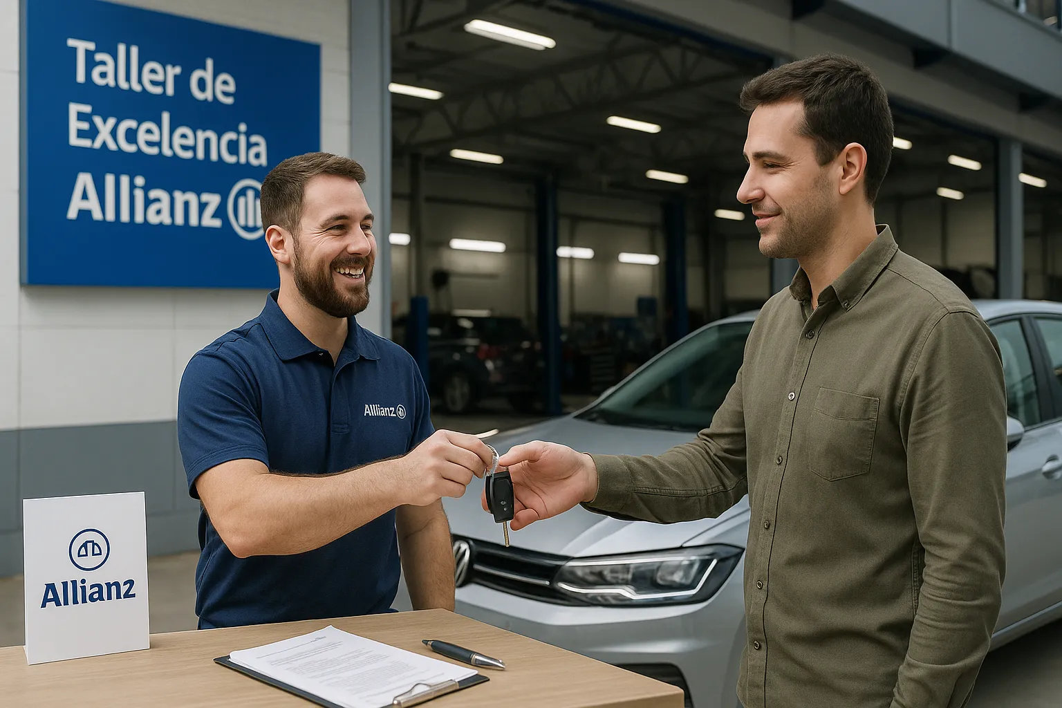 Cliente recibe coche de sustitución en Taller Excelente Allianz.