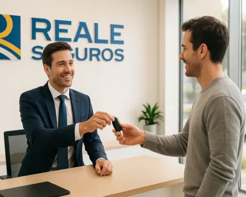Entrega de llaves de coche de sustitución en oficina de Reale Seguros.