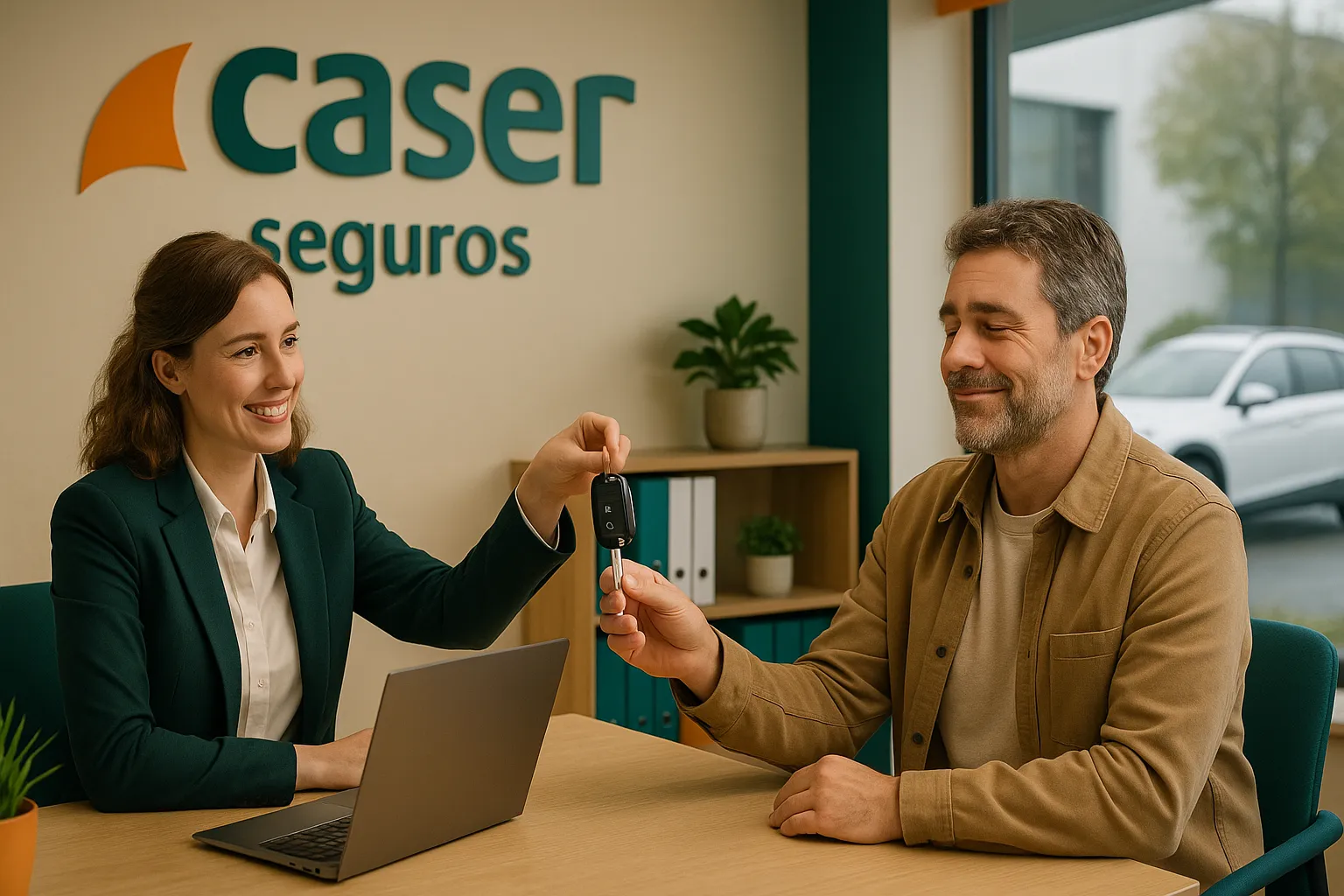 Entrega de llaves de coche sustitución en oficina Caser Seguros.